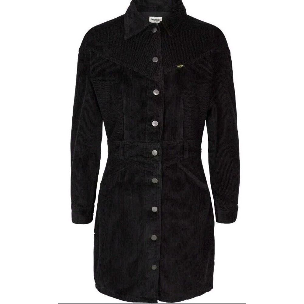 Wrangler Women’s Corduroy Western Shirt Dress Slim Fit 100% Black Caviar Size M